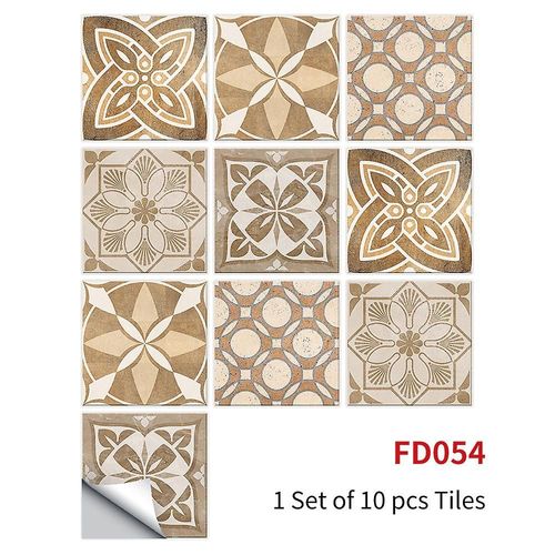 Autocollants pour carrelage de salle de bain et de cuisine 10 pièces 20x20 cm - Décoration murale en mosaïque de carreaux de ciment en PVC imperméable