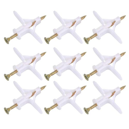 100 pièces de fixations pour plaques de plâtre (50 chevilles, 50 vis), chevilles et vis pour plaques de plâtre, chevilles et vis pour fixations de murs creux et cloisons sèches