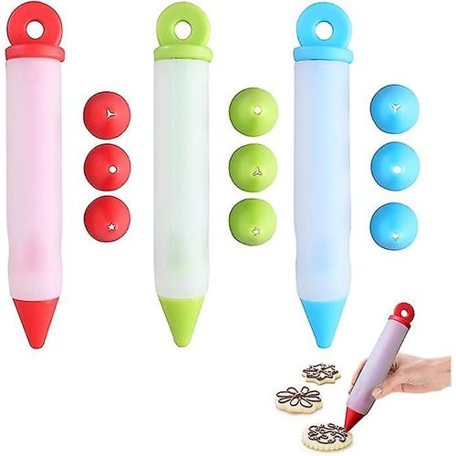 Stylo De Décoration En Silicone 3 Pièces Gâteau Lettre Tarte Poche À Douille Embout Multifonction Cuisine Décoration Pâtisseries Chocolat Glaçage Crème Diy Écriture Et Décoration