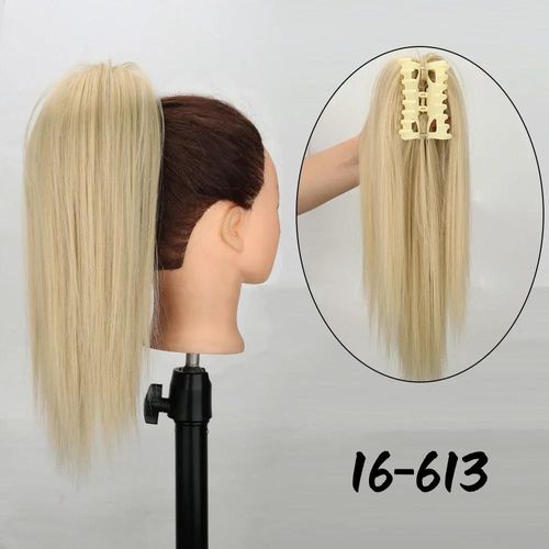 Extensions Capillaires Synthétiques À Pinces De 40 Cm, Queue De Cheval Droite Effet Cascade, Blondes Et Brunes, Résistantes À La Chaleur