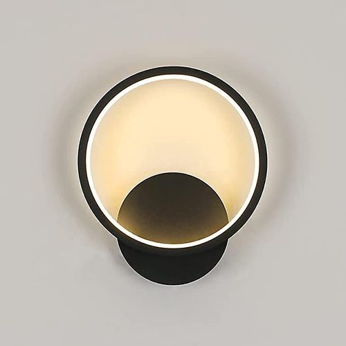 Applique Murale D'intérieur Led Ronde Noire En Acrylique Blanc Chaud, 12 W, Luminaire Moderne Pour Escalier, Couloir, Chambre À Coucher