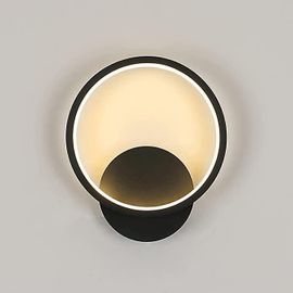 Applique Murale D'intérieur Led Ronde Noire En Acrylique Blanc Chaud, 12 W, Luminaire Moderne Pour Escalier, Couloir, Chambre À Coucher