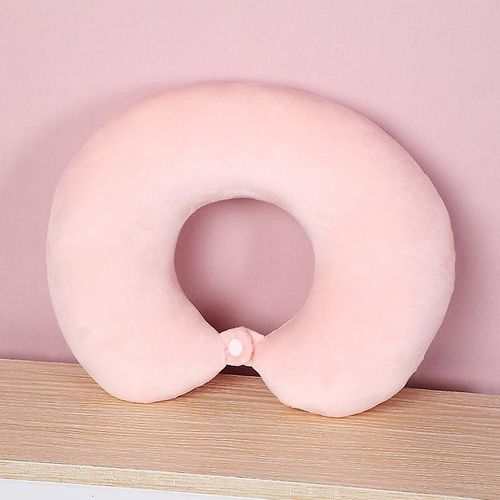 Oreiller de voyage, coussin de nuque, pour avion, voiture, train, bureau, 28 x 29 cm, rose