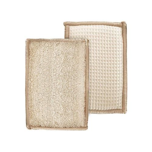 Lot de 6 éponges de grattage antibactériennes, tampons inodores, brosse idéale pour les poêles et casseroles antiadhésives avec crochet à ventouse, beige