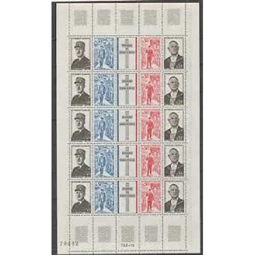 Anniversaire De La Mort Du Général De Gaulle Feuille 1695 Année 1971 N° 1595 1696 1697 1598 Yvert Et Tellier Luxe