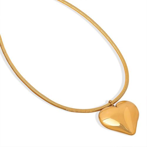 Collier Pendentif En Forme De C?ur, Collier En Acier Titane Simple Et Personnalisé, Bijoux Polyvalents