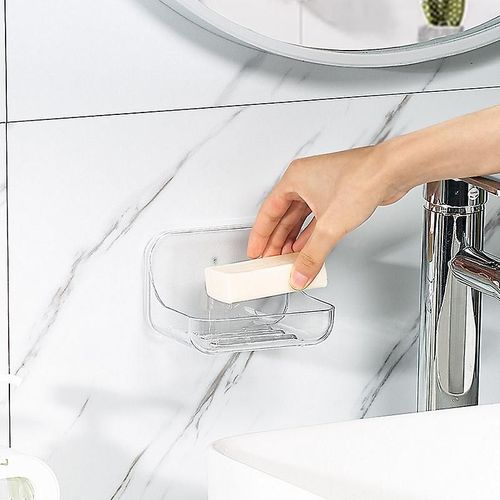 Porte-savon sans porte-savon perforé, porte-éponge solide 2 pièces
