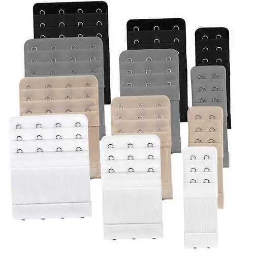 Rallonges De Soutien-Gorge - 12 Pièces - Extension De Soutien-Gorge - 10 X 3,2 Cm/10 X 5,7 Cm/10 X 7,7 Cm - Noir, Blanc, Blanc Cassé Et Gris - Rallonge De Soutien-Gorge - Accessoires De Soutien-Gorge - Polyester