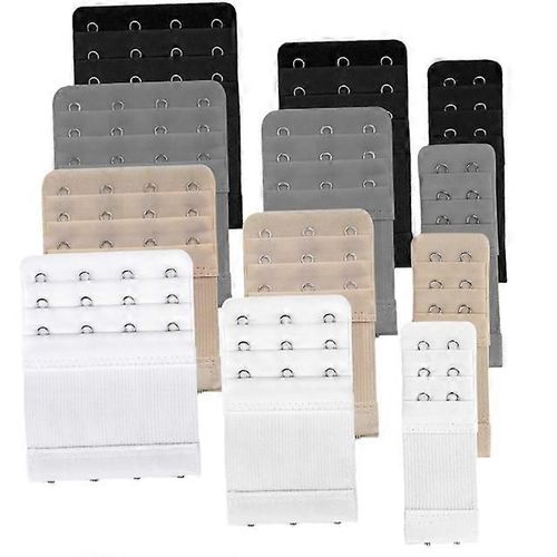 Rallonges De Soutien-Gorge - 12 Pièces - Extension De Soutien-Gorge - 10 X 3,2 Cm/10 X 5,7 Cm/10 X 7,7 Cm - Noir, Blanc, Blanc Cassé Et Gris - Rallonge De Soutien-Gorge - Accessoires De Soutien-Gorge - Polyester