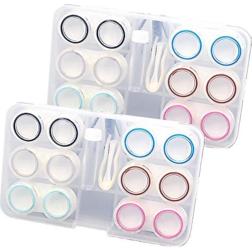Lot De 12 Étuis À Lentilles De Contact Transparents, Étuis À Lentilles De Contact Portables Avec Pince À Épiler, Bouteille De Solution, Kit De Rangement Pour Lentilles De Contact, Pour Voyage 