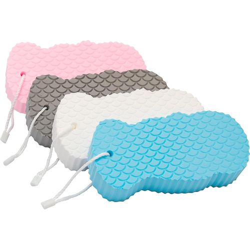 Éponges Exfoliantes (4 Pièces) - Éponge De Bain Douche Exfoliante Ultra Douce - Élimine Les Peaux Mortes Et Les Impuretés Du Corps - Idéale Pour Les Adultes Et Les Enfants 