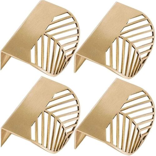Lot de 4 poignées de placard dorées en forme de feuille, en laiton doré, pour tiroir, en cuivre, 6 mm, pour porte de 20 mm d'épaisseur