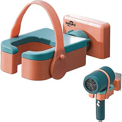 Support mural pour sèche-cheveux, rotatif à 180 degrés, pour salle de bain, avec sangle de fixation en silicone, pour ranger les cheveux.