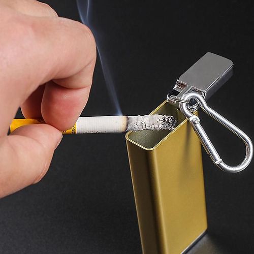 Mini Cendrier Portable, Cendrier De Poche Extérieur En Métal Avec Porte-Clés Pour L'extérieur Et Les Voyages