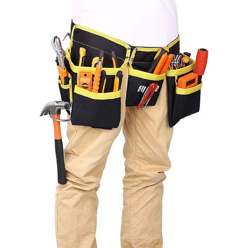 Ceinture à outils avec 11 poches, pochette à outils, tissu Oxford imperméable, avec sangles réglables, pour électriciens, charpentiers et maçons