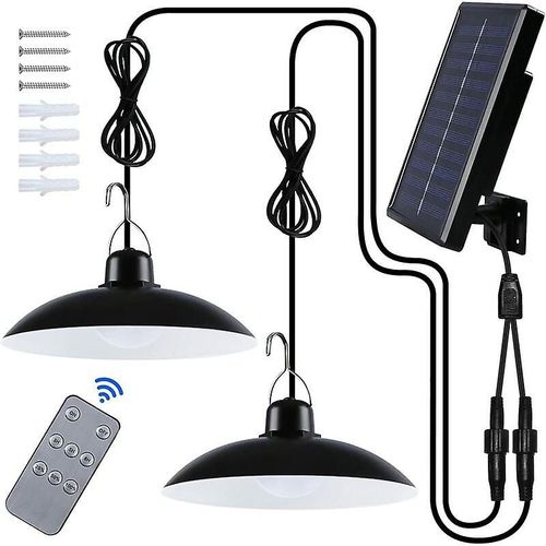 Lampe Solaire D'extérieur, Lustre Solaire À Double Tête, Étanche Ip65, Avec Télécommande, Pour Jardin, Pergola, Balcon Ou Terrasse