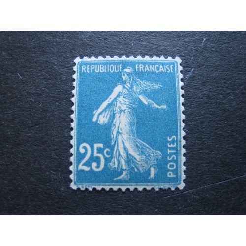 Timbre-Poste France Neuf ** N° 140 H - Semeuse Fond Plein 25 C. Bleu ( I I I A ) - Année 1907