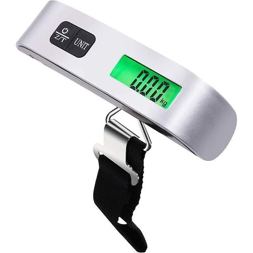 Balance numérique avec capteur de température et chariot d'orientation pour suspendre vos bagages, voyages, loisirs et maison 13 X 3 cm (50 kg, 110 lb) argent - Bat