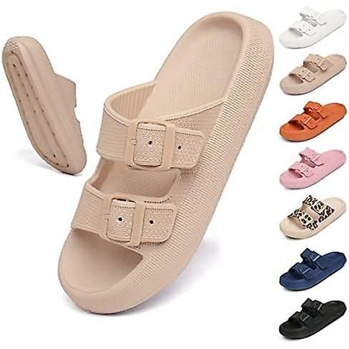 Chaussons D'intérieur Pour Hommes Et Femmes, Sandales De Bain Ultra-Douces, Semelles Épaisses, Unisexes, Séchage Rapide, Pour La Douche (Kaki, 37/38eu)