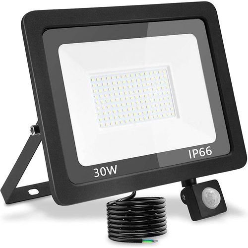 Projecteur Led D'extérieur Avec Détecteur De Mouvement, 30 W, 3 000 Lm, Blanc Chaud 3 500 K, Étanche Ip66, Pour Jardin, Garage Et Cour