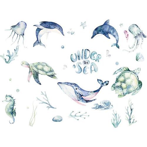 Un ensemble d'autocollants muraux, décoration murale d'animaux marins pour salon bureau chambre cuisine autocollants amovibles