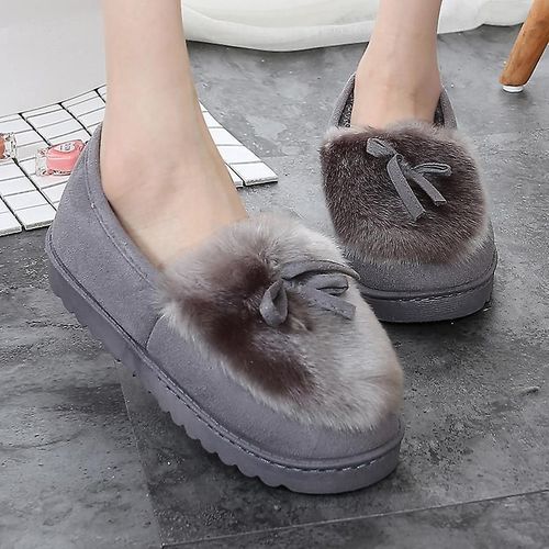 Chaussons D'hiver Pour Femmes, Pantoufles D'intérieur Et D'extérieur En Fausse Fourrure, Chaudes Et Douces (35)