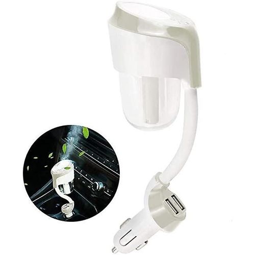 Diffuseur d'huiles essentielles pour voiture avec désodorisant et déshumidificateur, avec double chargeur USB, mini humidificateur à ultrasons pour un air plus pur