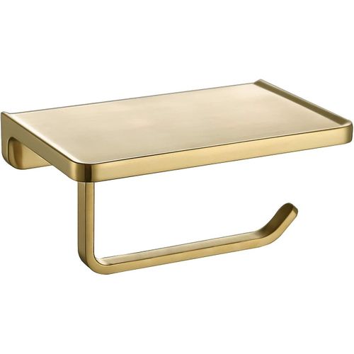 Porte-papier toilette avec support pour téléphone, accessoires de salle de bain, distributeur de rouleaux de serviettes, brosse dorée