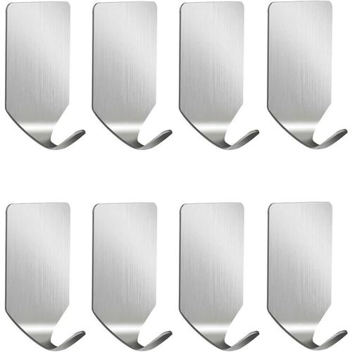 Lot De 8 Crochets Adhésifs Muraux Pour Salle De Bain, Crochets Pour Serviettes De Cuisine, Crochets Auto-Adhésifs En Acier Inoxydable