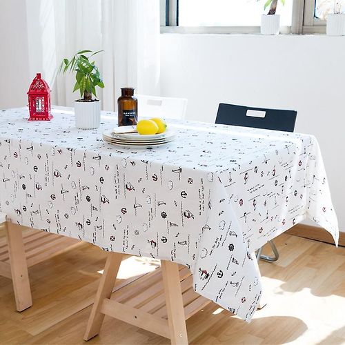 nappe rectangulaire en coton et lin, style marin, anti-poussière, pour cuisine, salle à manger, buffet, décoration (135 x 180 cm)