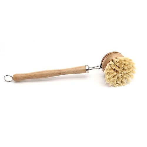 Brosse à vaisselle en bambou naturel, manche long, brosse à vaisselle pour le nettoyage des ustensiles de cuisine