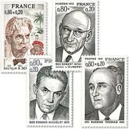 Dr Schweitzer, Edmond Michelet, Robert Schuman, Eugène Thomas Série Complète Année 1974 N° 1824 1825 1826 1827 Yvert Et Tellier Luxe