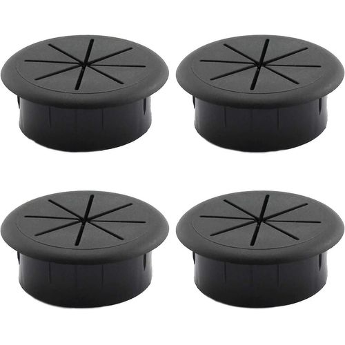 Presse-étoupe de bureau 4 pièces Cache-presse-étoupe 4 pièces Passe-câbles de table Cache-câble rond pour mobilier de bureau Table Bureau d'ordinateur Noir