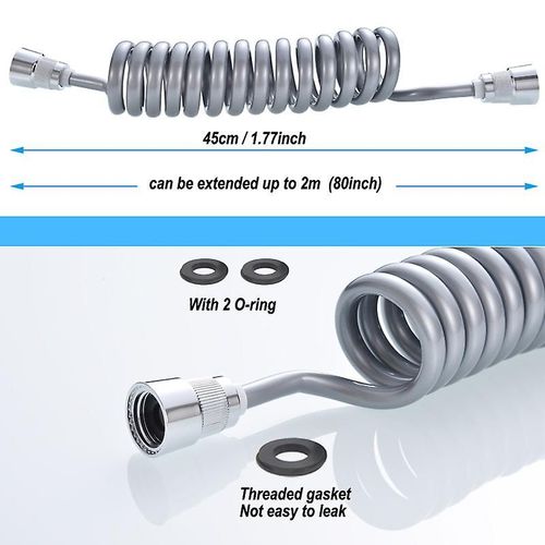 Flexible de douche télescopique de 2 m, flexible de rechange en ABS à ressort pour salle de bain, pommeau de douche à main, bidet, toilettes