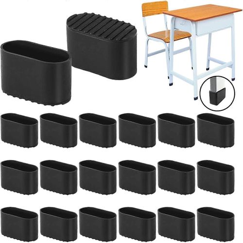Lot De 28 Protège-Pieds De Chaise Rectangulaires, Embouts Ovales En Plastique De 50 X 25 Mm, Pour Pieds De Chaise Ovales, Adaptés Aux Tubes Ovales.