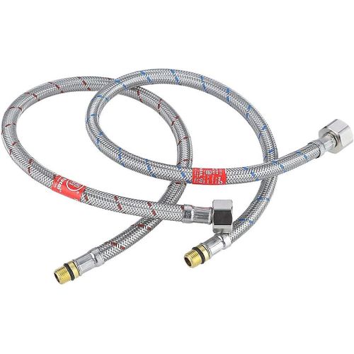 Tuyaux flexibles de raccordement pour robinet G3/8 x M10 x 50 cm, rallonge pour eau chaude et froide, pour mitigeur, évier, lavabo de cuisine