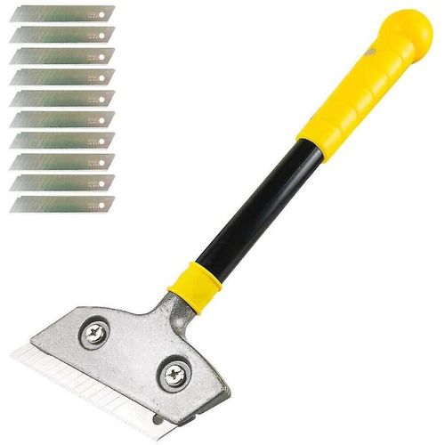 Grattoir à papier peint Grattoir à sol Grattoir à main pour fenêtres pour enlever la colle avec 10 lames - manche 30CM