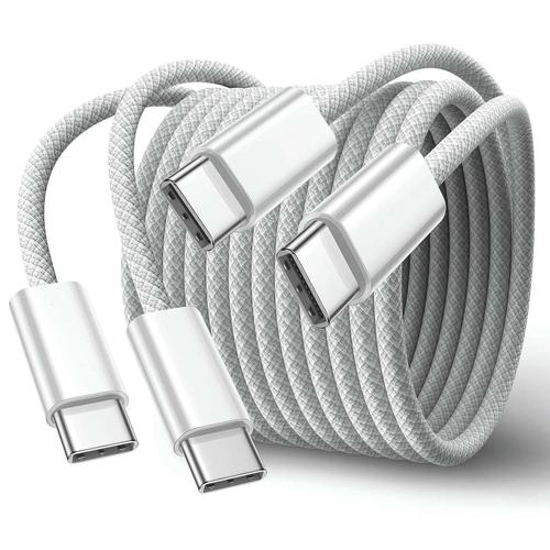 Magnet, Lot 2 Câble de Charge Rapide 60W [CottonBraid] Renforcé 1m et 2m, Chargeur Compatible avec iPhone 15, android, USB-C appareils