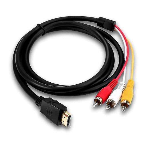 Câble HDMI vers RCA, câble de conversion HDMI vers 3 RCA 1080p pour décodeur, adaptateur vidéo o rouge, jaune et blanc pour TV, HDTV et DVD - 1,5 m