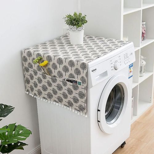 Housse de protection anti-poussière pour réfrigérateur et machine à laver, multifonction, style nordique, motif géométrique (fond blanc - 70 x 170 cm)