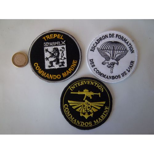 Lot 3 Écussons Commando Marine Et Air Insigne Tissu Collection Militaire