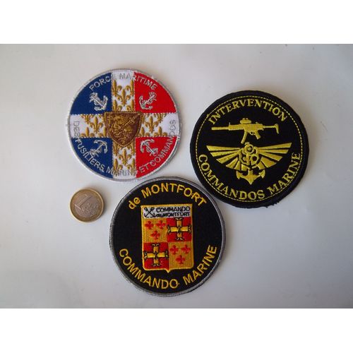Commando Marine Lot 3 Écussons Militaire Collection Insigne Tissu