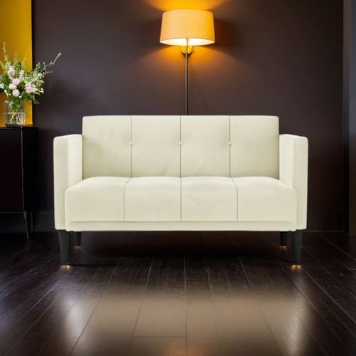 Vidaxl Canapé Deux Places Crème 111 Cm Velours
