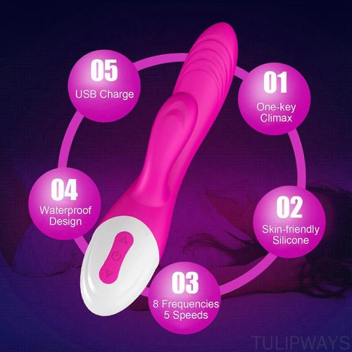 Bâton De Massage Vibromasseur Femme - Silicone Chauffant, 5 Vitesses, 8 Modes