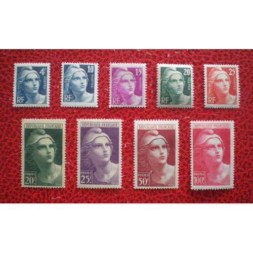Marianne De Gandon - Taille Douce - Lot De 9 Timbres Neufs Sur Charnière Ou Avec Trace - Série Complète - France - Années 1945 - 47