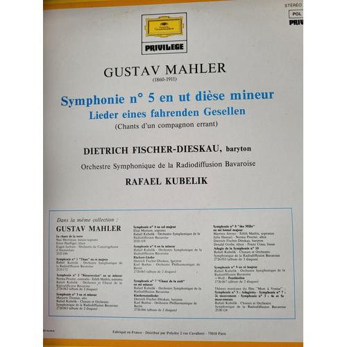 Double Vinyle Gustav Mahler Symphonie N° 5 Dietrich Fischer-Dieskau Baryton Orchestre Symphonique De La Radiodiffusion Bavaroise Rafael Kubelik