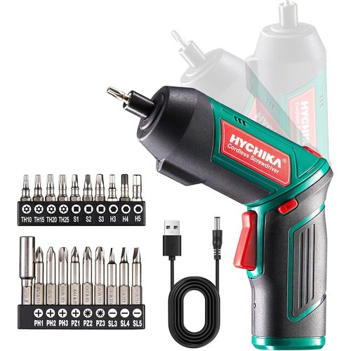 Visseuse Sans Fil 6 Nm,Visseuse Devisseuse Sans Fil 2000mAh 3.6V avec 20 Accessoires,Lampe LED,Mandrin Magnétique,Câble de Chargement USB