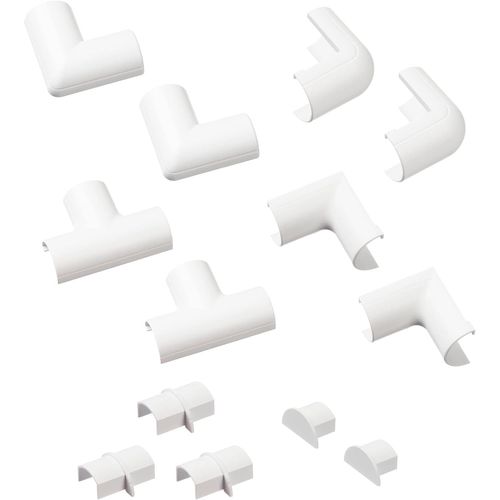 Raccords à clipser pour goulotte moulure 20x10mm,Joindre plusieurs goulottes de 20x10mm-Multipack 13 pièces-Blanc