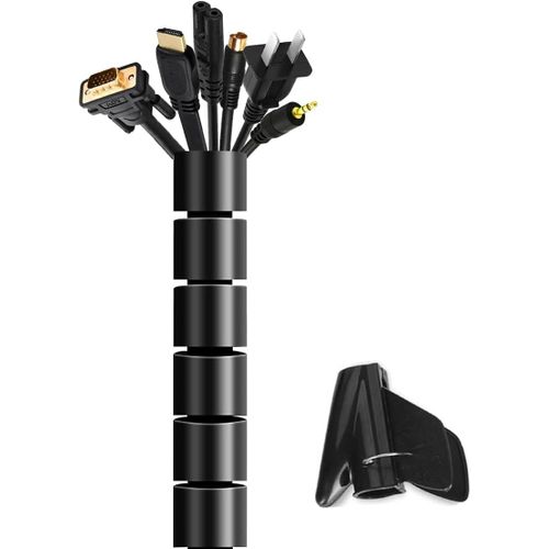 Cache Cable Diamètre 22 mm-Longueur 3 m Gaine Electrique pour Le Bureau et la Maison TV/Ordinateur/Audio,pour Cable Management ou Cacher Les câbles,Noir Coupe Bricolage