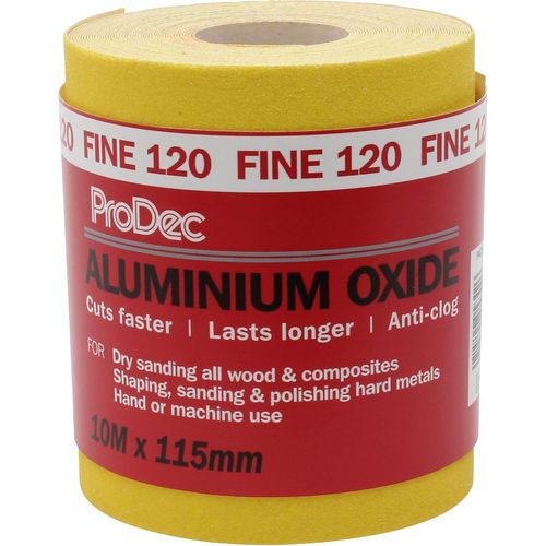 Rouleau de 10 m de papier abrasif jaune,oxyde d`aluminium,grain 120 fin pour poncer bois,peinture,joints,métal et plus,papier abrasif compatible avec les ponceuses électriques